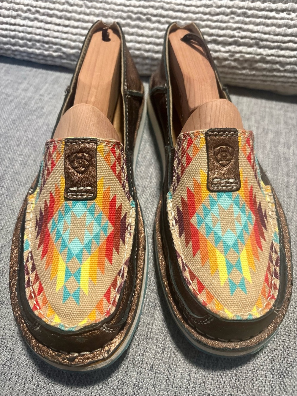 Ariat Women's Southwestern Print Slip-On Loafers - Brown/Turquoise/Red